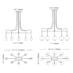 Drape Arm 8 Linear Chandelier