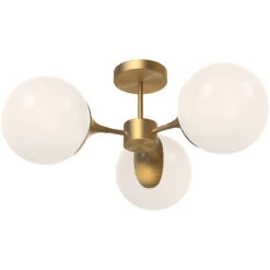 Nouveau 3-Light Semi Flush Ceiling Light -Home Lighting Shop alora SF505326AGOP add2