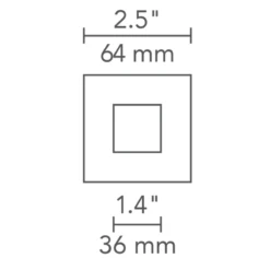 2 Inch Square Flangeless Flat Lensed Shower Trim
