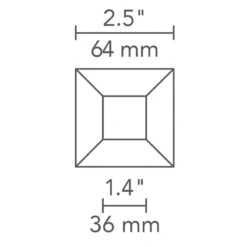 2 Inch Square Flangeless Bevel Lensed Shower Trim