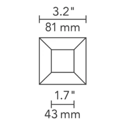 Element 3 Inch Square Flangeless Bevel Lensed Shower Trim