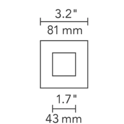 Element 3 Inch Square Flangeless Flat Lensed Shower Trim