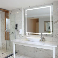 Aria Lighted Mirror -Home Lighting Shop em aria install img bathroom