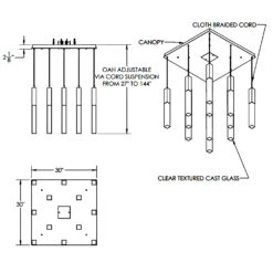 Axis 3000K Square Multi Light Pendant