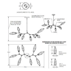 Rock Crystal Modern Branch Chandelier