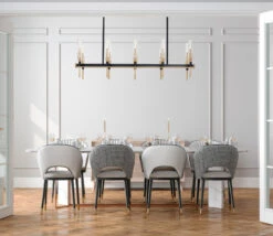 Flambeau Linear Chandelier -Home Lighting Shop maxim 16127CLBKAB dining