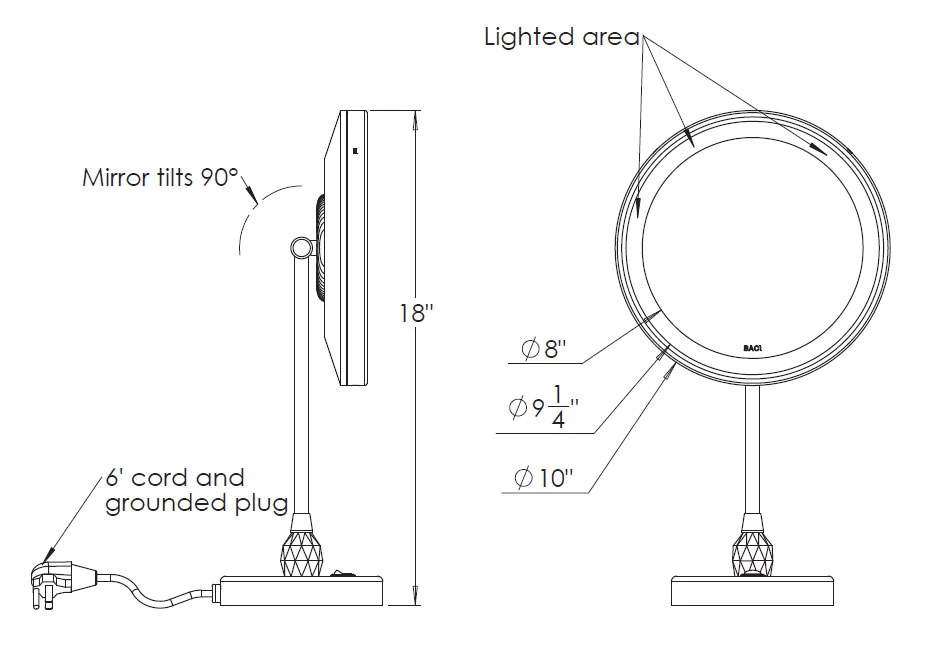 Baci Senior Vanity Mirror With Crystal Trim 3 Baci Senior Vanity Mirror With Crystal Trim