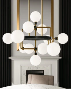 Viaggio Chandelier W/ Opal Glass -Home Lighting Shop viaggio chand install2