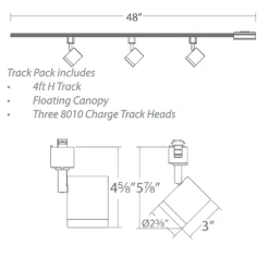 Charge LED 3 Light Track Kit 120V